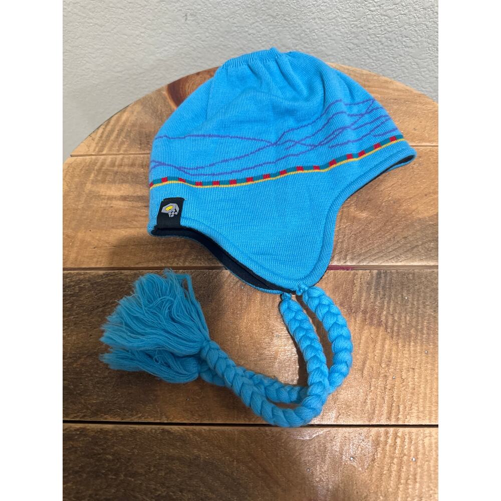 Boys mountain hardwear beanie hat snow cap blue